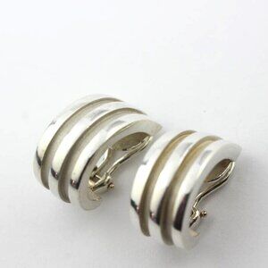 Tiffany & Co. Atlas Grooved Hoop Clip-On Earrings Silver 925 Auth #14914